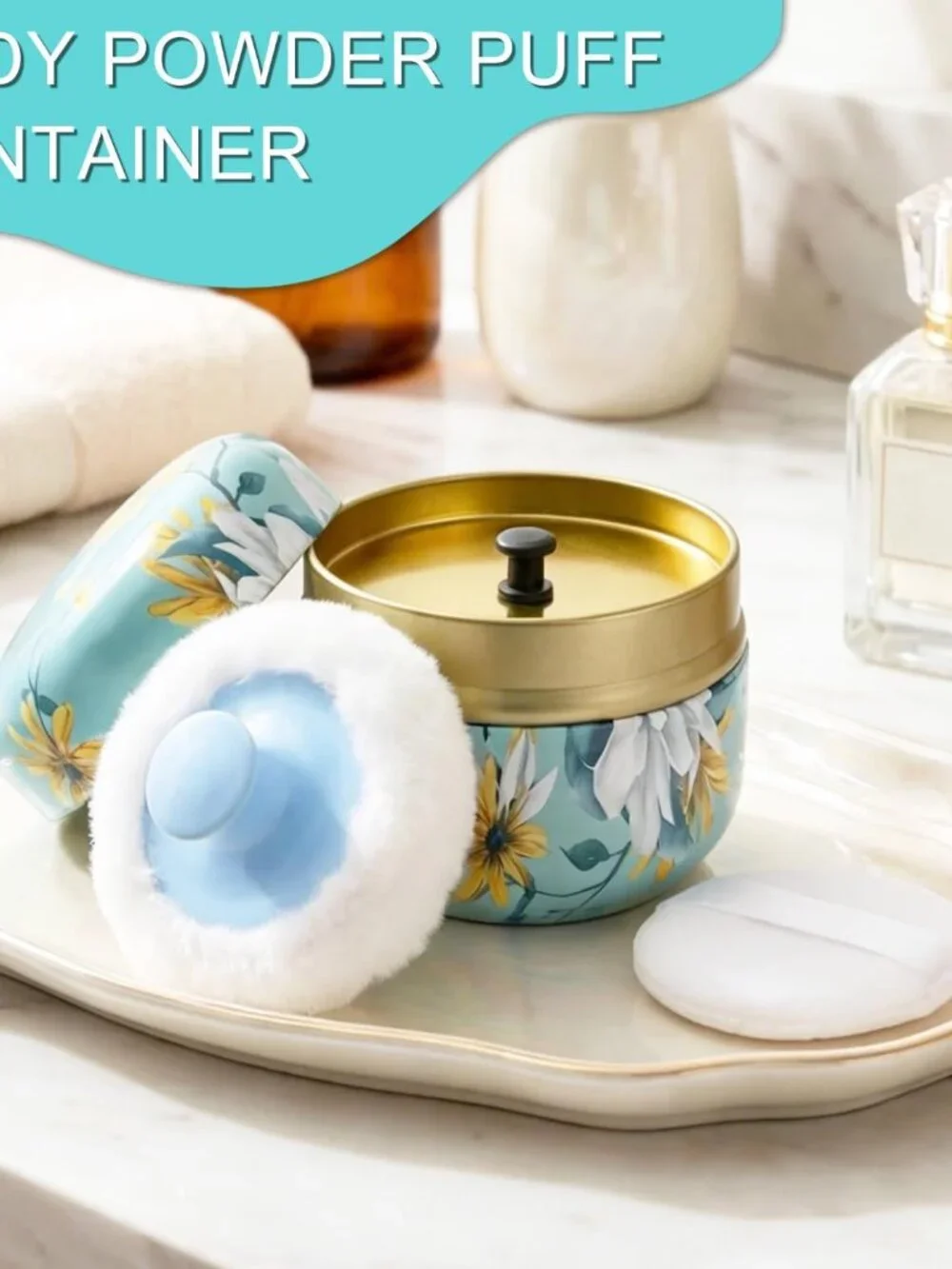 Body Powder Puff and Container, 3.15
